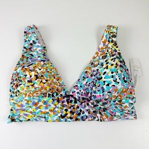 Anne Cole Bikini Top Womens Size Large Sunset Dot Soft Band Shirred Bralette NWT